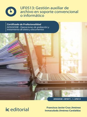 cover image of Gestión auxiliar de archivo en soporte convencional o informático. ADGG0508
